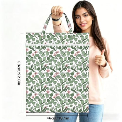 Eucalyptus Leaves Travel Laundry Bag Washable Dirty Clothes Bag for Gym - color: Eucalyptus Leaves