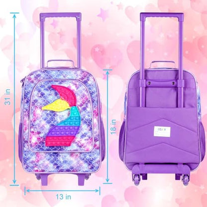 CCJPX Kids Luggage for Girls, 18" Carry on Suitcase with Wheels Mermaid - color: Purple-02