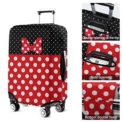 Red Bow Luggage Cover Protector Fit 22-24 Inch, Polka Dot - color: Luggage Cover-2, size: M(22-24in)