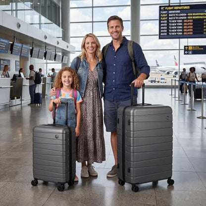 2-Piece Set(20/30in),Carry on Luggage w/Wheels,NO LOCK - color: Grey, size: 2-Piece Set (20"/30'')