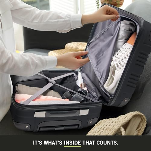 Kenneth Cole REACTION Out of Bounds Lightweight Hardshell 4-Wheel Spinner Luggage, Midnight Black, 20-Inch Carry On - color: Midnight Black, size: 20-Inch Carry On