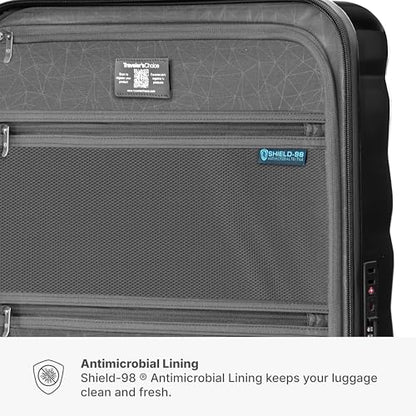 Traveler's Choice Edinburgh II Hardside Spinner Luggage, TSA Lock, Black, 25" Medium - color: Black, size: 25" Medium