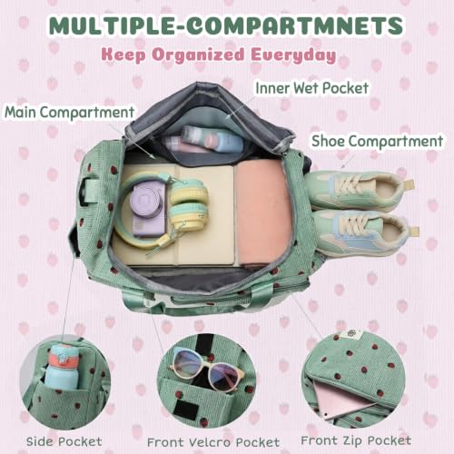 Eslcorri Cute Gym & Travel Duffel Bag with Pouch/Shoe & Wet Pocket, Beige - color: K146-Beige-1