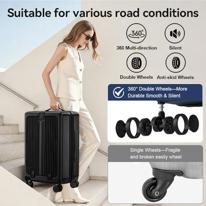 Front Pocket Carry On Luggage 22x14x9 Airline Approved, Black - color: Black-SK, size: 20 Inch