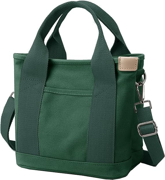 Small Tote Bag with Zipper, 2024 Canvas Multi-Pocket Crossbody Bag Shoulder Bag Satchel Hobo Bag Messenger Bag - color: Dark Green, size: Large