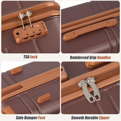 Cosbarn Luggage Sets 5 Piece, Hardshell Suitcase with Spinner Wheels | Durable Suitcase Set , ABS Hard Shell Lightweight Luggage with TSA Lock, Space-Saving Nested, Checked Travel Suitcases - color: Burgundy