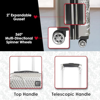 FUL Mickey Mouse Disney Kids Suitcase, Silver - color: Silver, size: 21 Inch