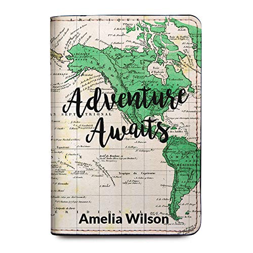 Personalized Passport Holder - Custom Vegan Leather RFID Passport Cover - color: Oh Darling Lets Be Adventurers (Black)