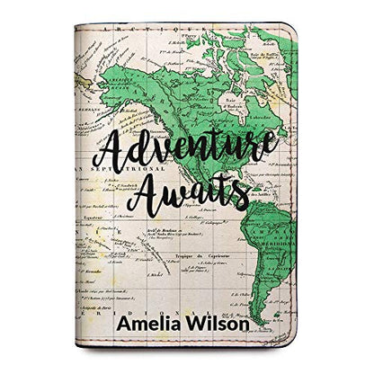 Personalized Passport Holder - Custom Vegan Leather RFID Passport Cover - color: Oh Darling Lets Be Adventurers (Black)