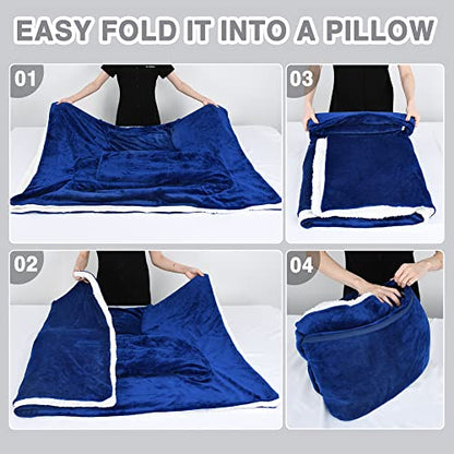 Catalonia Sherpa Wearable Blanket with Sleeves Arms - color: Blue