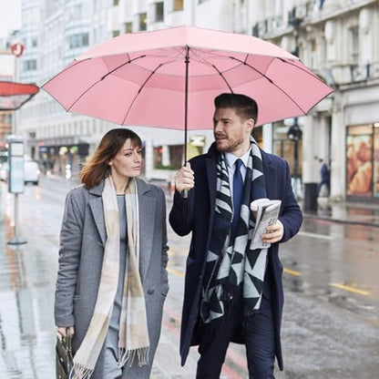 G4Free 54/62 Inch Large Inverted Golf Umbrella Windproof Reflective Stripe - color: Pink, size: 54 inch