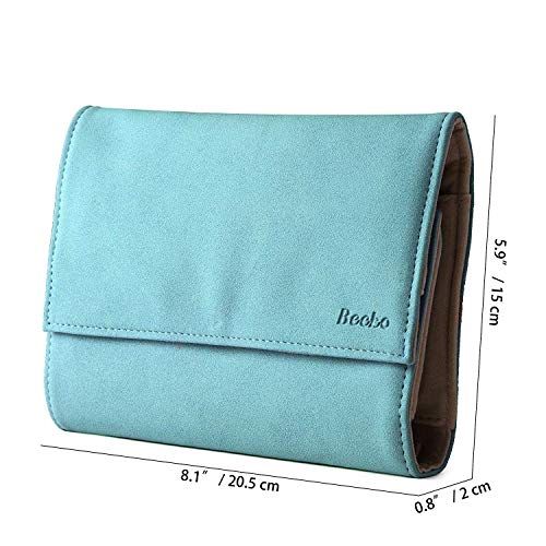 Becko US 여행용 주얼리 케이스, 목걸이, 반지용 주얼리 오거나이저 롤 - color: 블루.