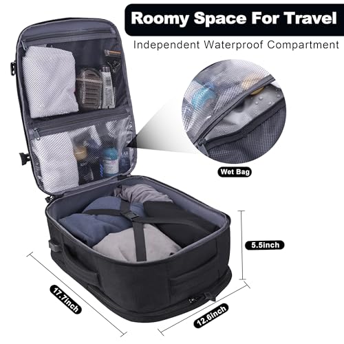 MOZETO TSA Approved Carry On Backpack, Extra Large Tactical Travel Backpack for Men, Airplane Approved Weekender Bag for Flight (Black) - color: Black