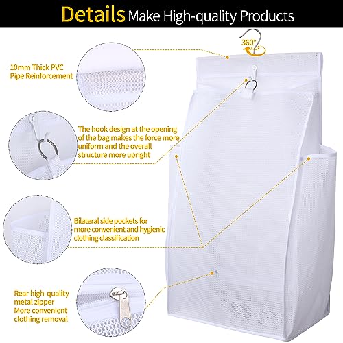 Hanging Collapsible Breathable Mesh Laundry Hamper,Fast Drying Portable Space Saving Storage Bag,Rv Laundry Hamper,Applied to College Dorm Rooms, Gym, Swimming and RV Travel (White) - color: White