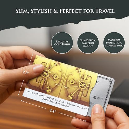 ROGUE WALLET RFID Blocking Credit Card Sleeves, Gold, Durable(10 pack) - color: Gold
