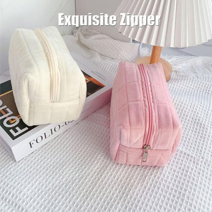Makeup Cosmetic Bag Small Checkered Pouch Make Up Purse Bag Y2k Accessories - color: White