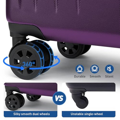 KYME Carry on luggage 22x14x9 Airline Approved Suitcase,20",Dark Purple - color: Dark Purple, size: 20" Carry On