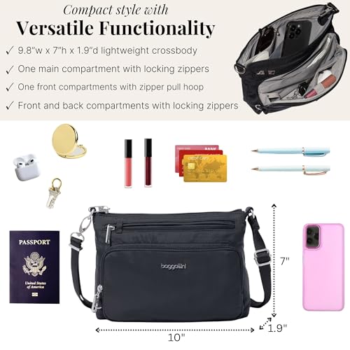 Baggallini Securtex Anti-Theft Keepsake Crossbody - color: Black