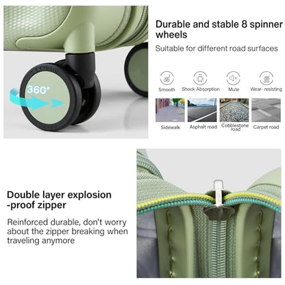 Hanke 20 Inch Expandable Carry on Luggage 22x14x9 Airline Approved - color: Bamboo Green, size: 20 Inch EXT