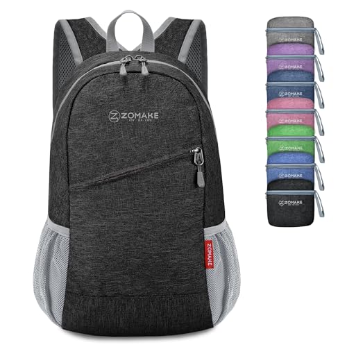 ZOMAKE Lightweight Packable Backpack, 10L Small Foldable Daypack for Hiking - color: Black A2, size: 10L