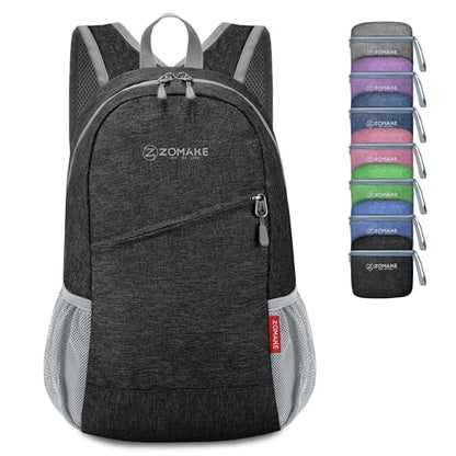 ZOMAKE Lightweight Packable Backpack, 10L Small Foldable Daypack for Hiking - color: Black A2, size: 10L