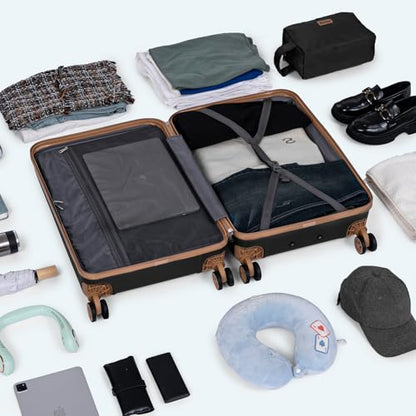 Eeeza Luggage Sets 5 Piece, Lightweight Durable Hardshell Green, 20/24/28" - color: DarkGreen