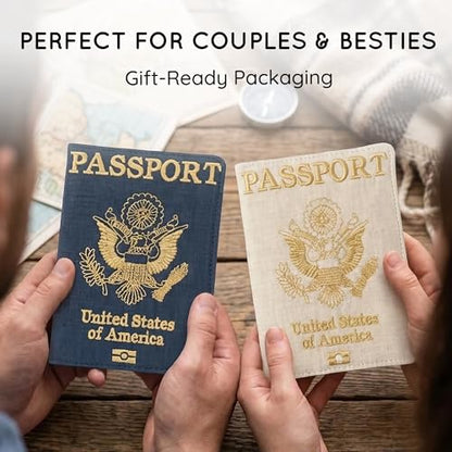 Linen Passport Holders, Set Of 2, Liberty Eagle - color: 1227 - Liberty Eagle