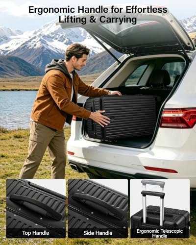 MILADA 24'' Hardshell Checked Suitcase, Trunk Zipperless Aluminum Luggage - color: Jet Black, size: Trunk 24 Inch