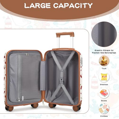 Somago Spinner 18" Hardside PC Carry on Suitcase with TSA Lock Lightweight Children Luggage(18inch, Cherry White) - color: Cherry White, size: Carry-On 18-Inch