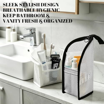 2 Pack Standing Toiletry Bag, Waterproof EVA Travel Organizer Black & White