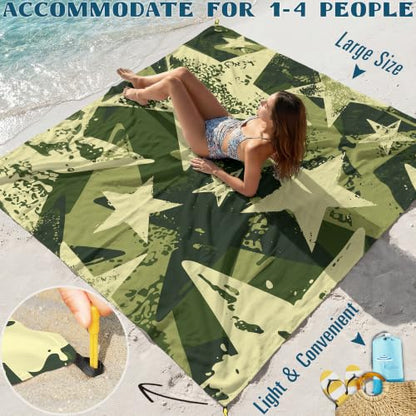 Beach Blanket Sandproof Waterproof Oversized 78"x81"/10'x9' Compact mat - color: Star, size: 78''×81''