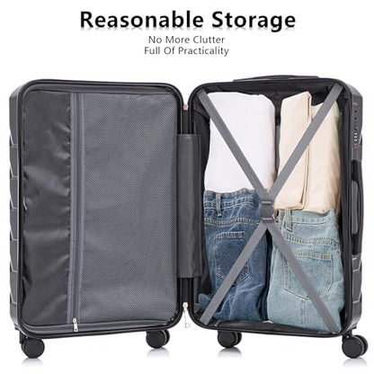 Suitcases ABS Hard Shell Luggage Sets - color: Black and Brown, size: 20/24/28 Inch