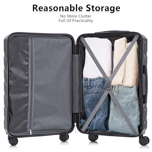Suitcases ABS Hard Shell Luggage Sets - color: Black and Brown, size: 20/24/28 Inch