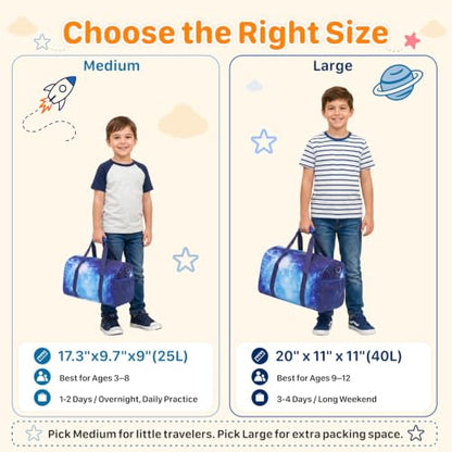 Kids Travel Duffle Bag - Weekender Bag for Boys 3-8 Year Olds - color: 02 Blue Sky, size: Medium-25L(Ages 3-8)