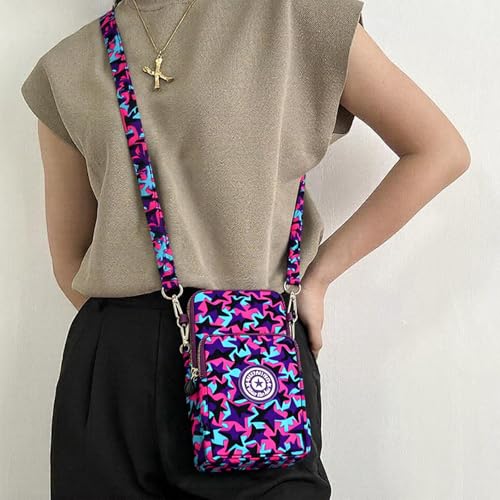 Mini Crossbody Sling Bag, Cell Phone Purse, Travel Pouch Shoulder Bag with Adjustable Strap, Lightweight Organizer Pouch - color: Red Blue