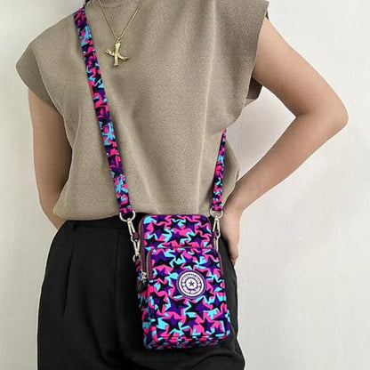 Mini Crossbody Sling Bag, Cell Phone Purse, Travel Pouch Shoulder Bag with Adjustable Strap, Lightweight Organizer Pouch - color: Red Blue