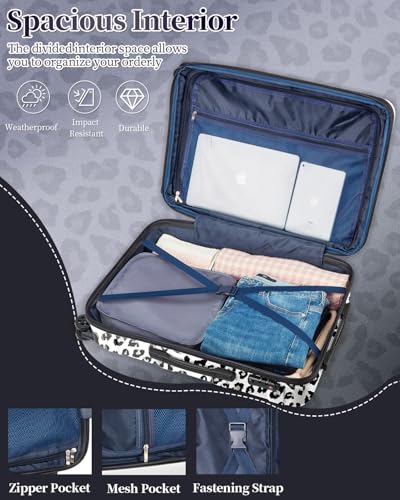 Expandable 20 Inch Carry on Luggage Suitcase with TSA Lock - color: Cloud Leopard, size: S(carry-on-20")