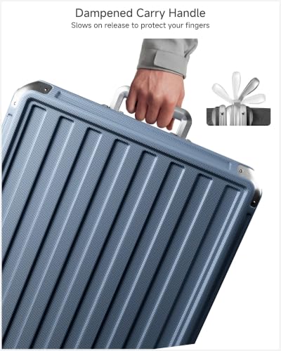 LUGGEX 30 Inch Zipperless Large Checked Suitcase, Ocean Blue - color: Ocean Blue, size: 30 Inch