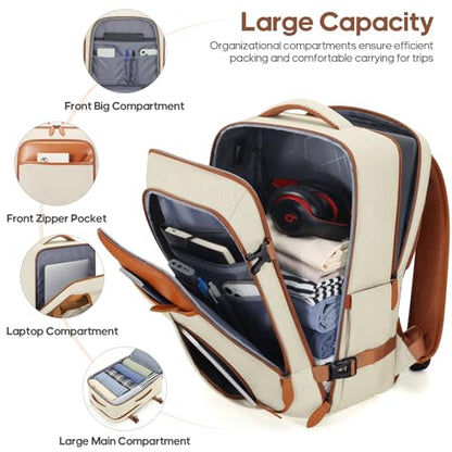 Carry on Luggage, Suitcase Set 3Piece with Backpack YKK zippers - color: Beige