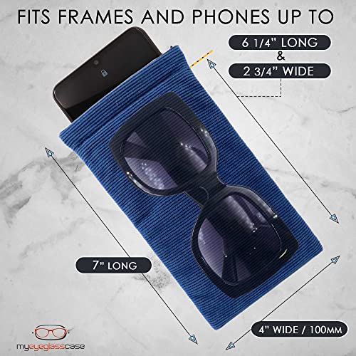 Soft Sunglasses case | Large Glasses Case Holder - Eyeglass Pouch Squeeze Top | Glasses pouch Lightweight Extra Layers - color: Ct8 Blue