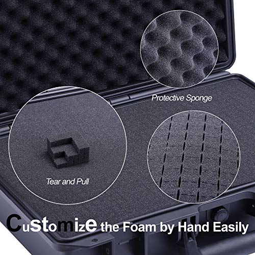Lykus HC-4410 Waterproof Hard Case with Foam, Inner Size 15.75*10.24*3.94in - color: Black, size: HC-4410