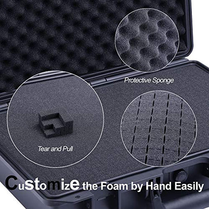 Lykus HC-4410 Waterproof Hard Case with Foam, Inner Size 15.75*10.24*3.94in - color: Black, size: HC-4410