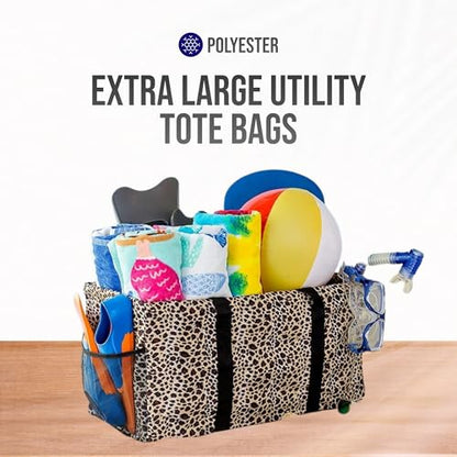 Extra Large Utility Tote Bag - Oversized Collapsible Beach Bag - Leopard - color: Leopard