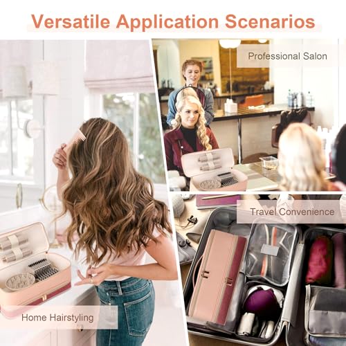 BAGCRAZY Travel Case for Shark FlexStyle & Dyson Airwrap, Pink and Crimson - color: Pink and Crimson