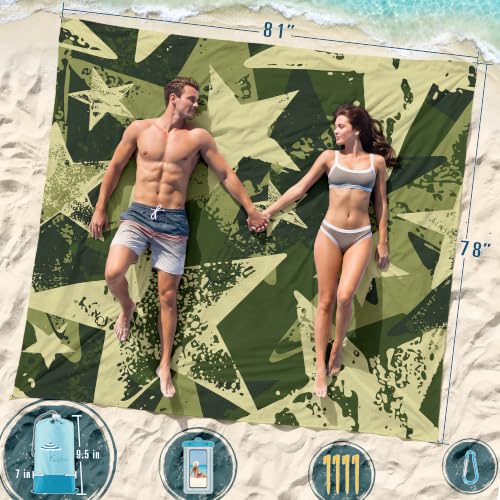 Beach Blanket Sandproof Waterproof Oversized 78"x81"/10'x9' Compact mat - color: Star, size: 78''×81''