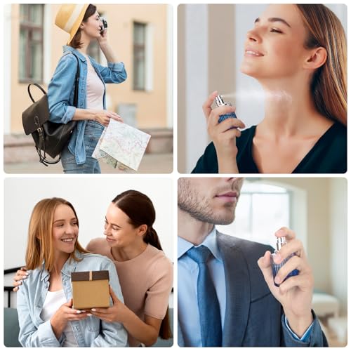 Segbeauty 1oz Glass Travel Cologne Sprayer, Blue Perfume Spray Bottles Refillable, 4pcs 30ml Empty Perfume Bottle for Women, Large Cosmetic Cologne Atomizer Spray Bottle Atomizer Sprayer for Men - color: Gradient Blue, style: 1oz/30ml Set