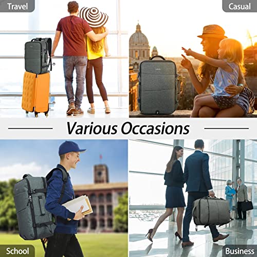 Lubardy Travel Backpack for Men Women 40L Flight Approved Carry on Backpack - color: Grey(backpack With 3 Packing Cubes)