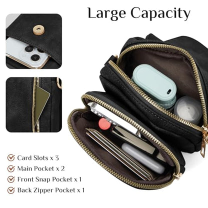 Fashion Small Crossbody Bags for Women Trendy Designer Cell Phone Purses - color: Black
