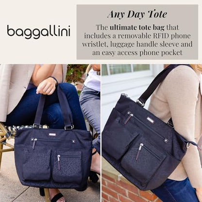 Baggallini Any Day Tote with RFID Phone Wristlet - color: Sterling Shimmer