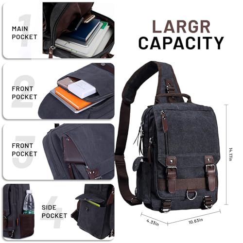 mygreen Canvas Cross Body Messenger Bag Shoulder Sling Backpack Travel Rucksack - color: Dark Blue L